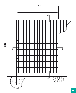 vertical fencing - front view of 220 x 60 h 40 mesh